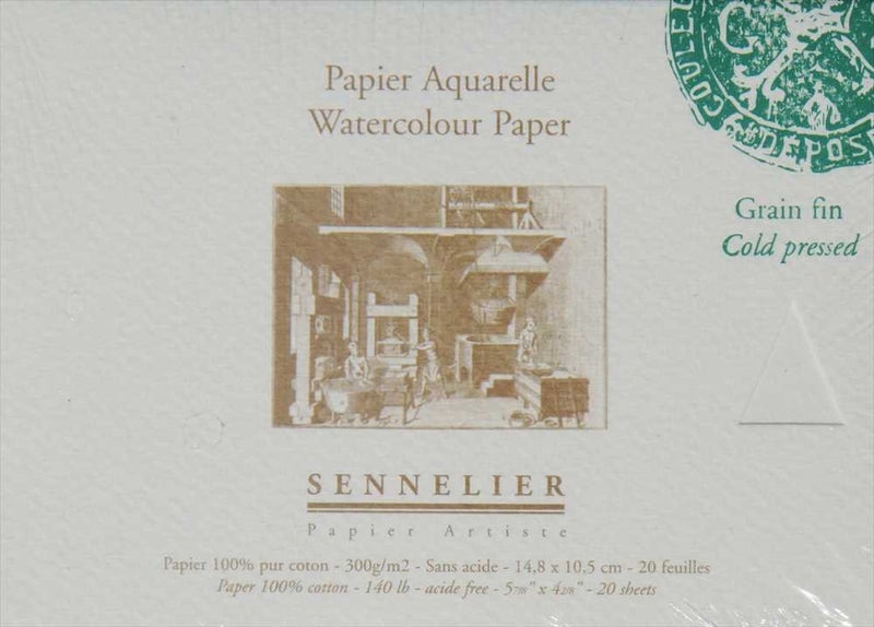 Sennelier Watercolor Block, 20 Sheets, Cold-Press, 5.7" x 4.25" - Image 1